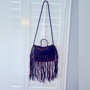 Vintage boho leather fringe bag